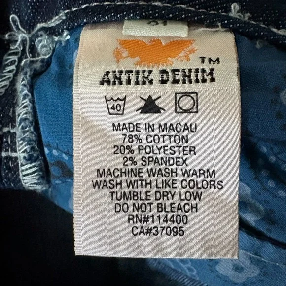 Antik Denim Womens Dark Blue Stretch Embellished Western Bootcut Jeans Size 31 - Picture 7 of 16